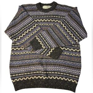 Antartex 100% Pure New Wool Fair Isle Sweater Made in British Isles Medium